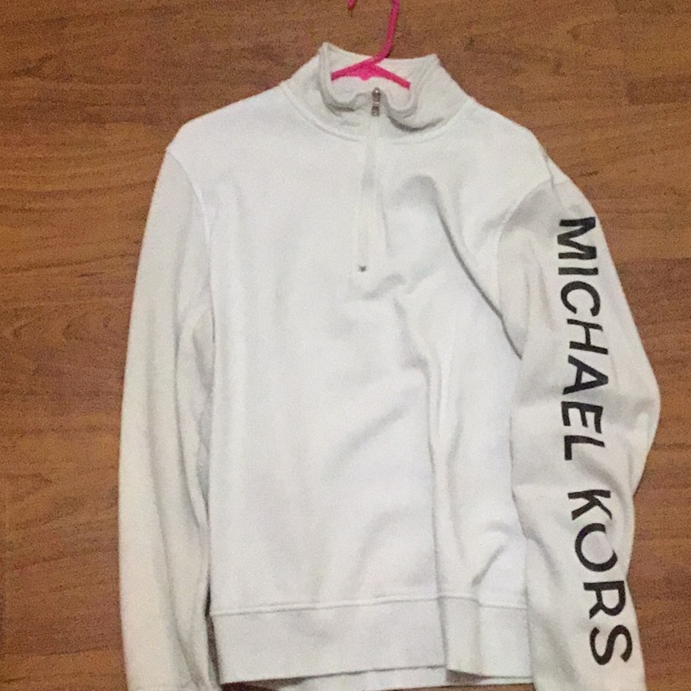 White Michael Kors quarter zip sweatshirt.